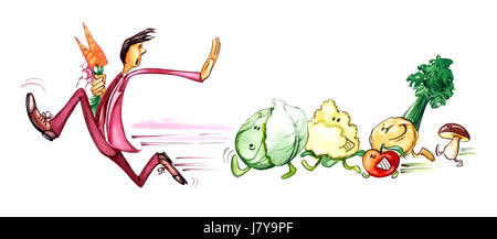 Illustration légumes Chou Carottes apple cartoon art aliment alimentaire homme Banque D'Images