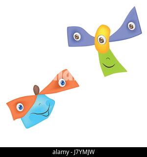 Cute smiling monstres volants Illustration de Vecteur