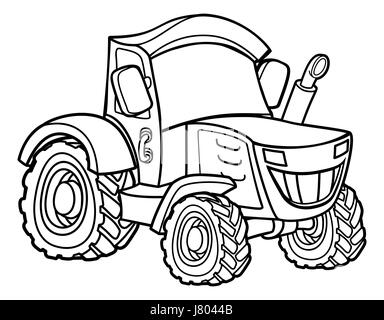 Véhicule tracteur agricole cartoon illustration Banque D'Images