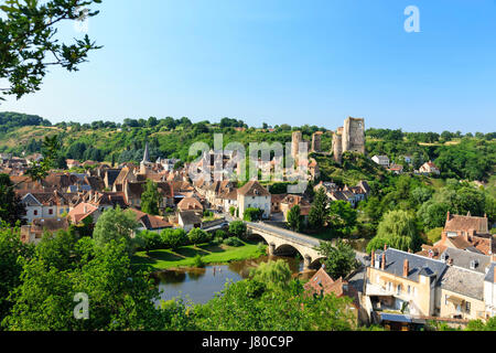 La France, l'Allier, herisson, le village et de la rivière Aumance Banque D'Images