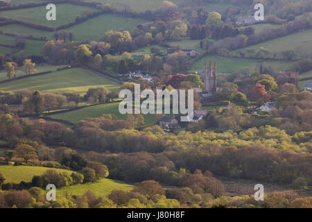 Avis de Widecombe-dans-le-village Maure à Dartmoor Banque D'Images