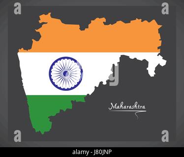 Carte de Maharashtra avec drapeau national indien illustration Illustration de Vecteur