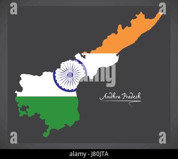 L'Andhra Pradesh map avec drapeau national indien illustration Illustration de Vecteur