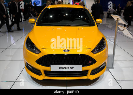 Genève, Suisse - mars 7, 2017 : Ford Focus ST location illustré à la 87e Salon International de l'Automobile de Genève. Banque D'Images