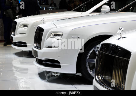 Genève, SUISSE - Le 7 mars 2017 : ligne de voitures Rolls Royce présenté à la 87e Salon International de l'Automobile de Genève. Banque D'Images