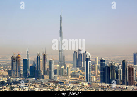 Burj Khalifa Dubaï vue aérienne du centre-ville eau photographie Banque D'Images