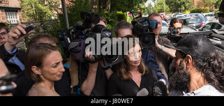 Point de presse à la mosquée Burton Rd, West Didsbury où Salman Abedi adorés. Banque D'Images