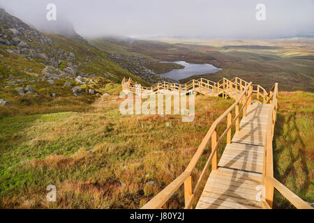 L'Irlande, le comté de Fermanagh, Cuilcagh Mountain Park, Legnabrocky au sommet du sentier de montagne Cuilcagh. Banque D'Images