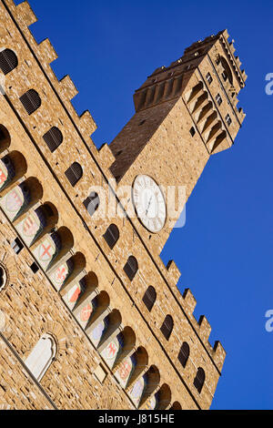 Italie, Toscane, Florence, Piazza della Signoria, le Palazzo Vecchio. Banque D'Images