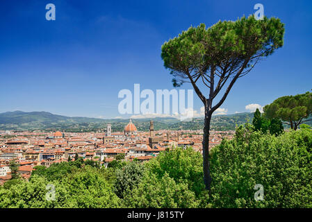 Italie, Toscane, Florence, vue de la ville de Forte Belvedere près de Boboli. Banque D'Images