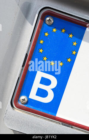 Pays de l'UE identifiant de la plaque d'immatriculation de voiture : Belgique Banque D'Images