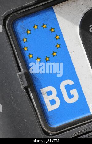 Pays de l'UE identifiant de la plaque d'immatriculation de voiture : Bulgarie Banque D'Images