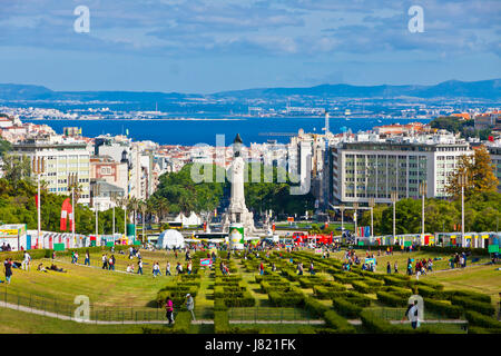 Lisbonne, Portugal - 10 juin 2013 : le Parc Eduardo VII, un parc public dans le centre ville de Lisbonne, Portugal. Le parc occupe une superficie de 26 hectares à la no Banque D'Images