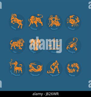 Zodiac sign vector icon set Illustration de Vecteur