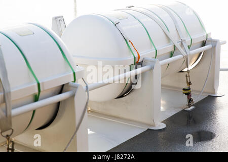 Radeau de récipient sur navire ou pont de bateau Banque D'Images