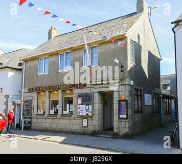 Îles Scilly Steamship Company Bureaux de Hugh Town, St Mary's, Îles Scilly, Cornwall, England, UK Banque D'Images