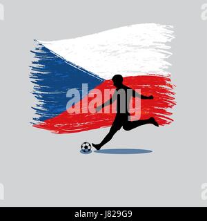 Joueur de foot avec action République Argentine drapeau sur arrière-plan Illustration de Vecteur