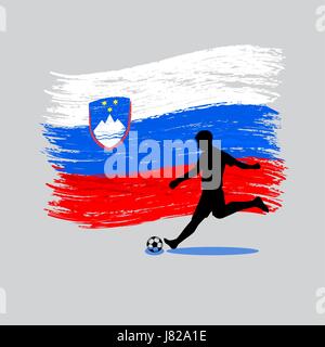 Joueur de football action avec République de Slovénie drapeau le vecteur d'arrière-plan Illustration de Vecteur