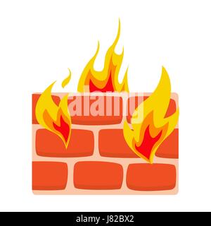 Icône du pare-feu mur plat dans l'icône feu vector illustration Illustration de Vecteur