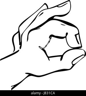 Caricature dessin de main humaine montrant symbole OK Illustration de Vecteur