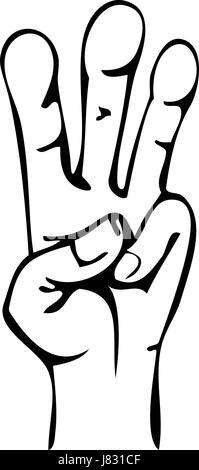 Caricature dessin de main humaine montrant 3 doigts Illustration de Vecteur