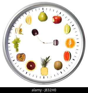 Aliment alimentaire date heure horloge isolés indication du temps de rafraîchissement mûrs raisins Banque D'Images