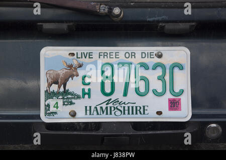 Le New Hampshire, USA plaque d'immatriculation l'expression de la devise "Vivre libre ou mourir" Banque D'Images
