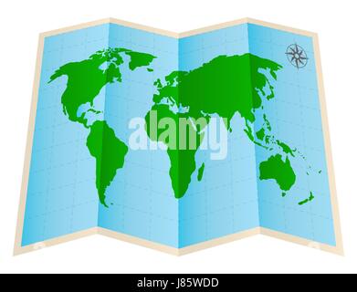 Quatre fois la carte du monde sur un fond blanc Illustration de Vecteur