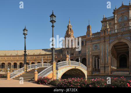 C1928, Plaza de España, Séville, Andalousie, espagne. Banque D'Images