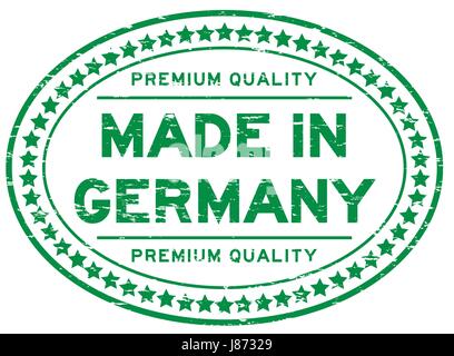 Grunge green premium quality made in Germany stamp joint en caoutchouc ovale Illustration de Vecteur