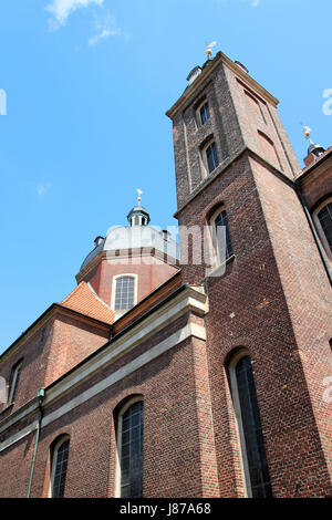 Le baroque, le clocher, cathédrale, octogonale, roman, Westphalie, brique, bleu, Banque D'Images