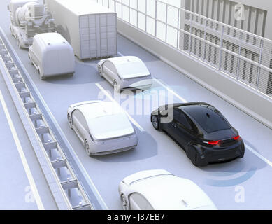 Le concept de système de freinage automatique. Le rendu 3D image. Banque D'Images