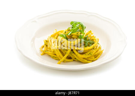 Isolées, des feuilles, des feuilles, des spaghetti, crème, pâtes, Gourmet, végétarien, bon, Banque D'Images