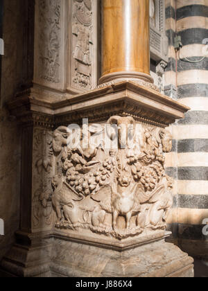 Détail colonne du Duomo de Sienne Banque D'Images