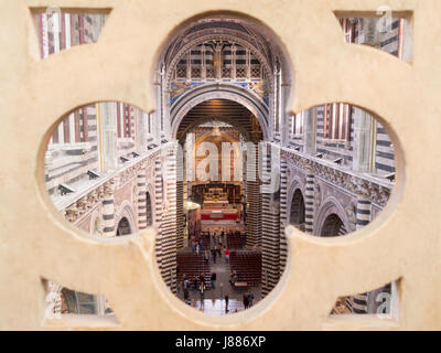 Duomo sienne Vue intérieure d'un haut cadre balcon Banque D'Images