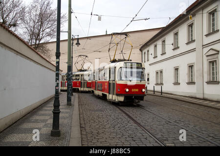 Ancien Tramway de Prague Banque D'Images