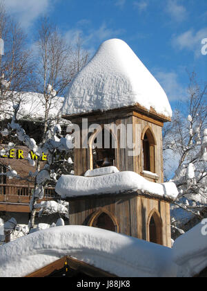 Tower, hiver, vertical, beffroi, saison, neige, bleu, certains, plusieurs, quelques, Banque D'Images