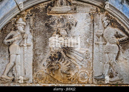 La Croatie Dalmatie Trogir ( Trau ) - Vieille ville centre historique voir Banque D'Images