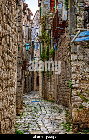 La Croatie Dalmatie Trogir ( Trau ) - Vieille ville centre historique voir Banque D'Images