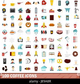 100 icons set café, télévision, Illustration de Vecteur