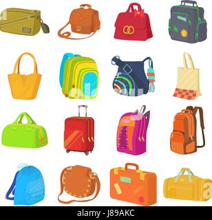 Types de sac style icons set, télévision Illustration de Vecteur