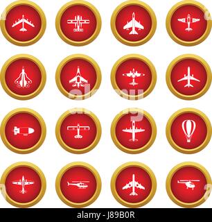 L'icône de l'aviation cercle rouge set Illustration de Vecteur