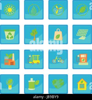 Éléments d'écologie bleue l'icône app Illustration de Vecteur