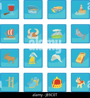 La Suède l'icône app bleu symboles voyage Illustration de Vecteur