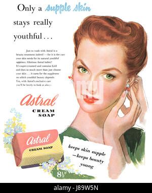 1951 La publicité pour le savon crème Astral. Banque D'Images