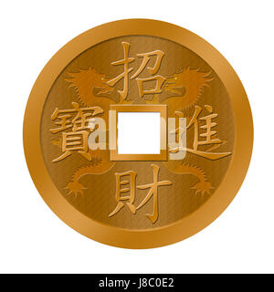 Nouveau, coin, dragon, chinois, ravis, ambition, enthousiaste, joyeux, Banque D'Images