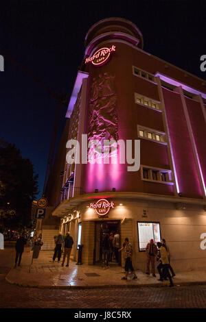 Vue de la nuit de Hardrock café à Lisbonne Banque D'Images