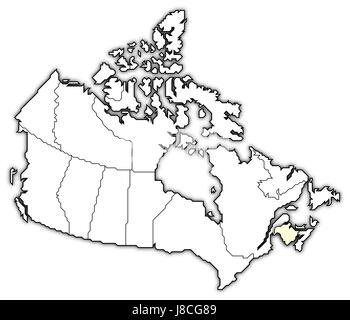 Canada, carte, atlas, carte du monde, profile, symboliques, politiques, modèle, Banque D'Images