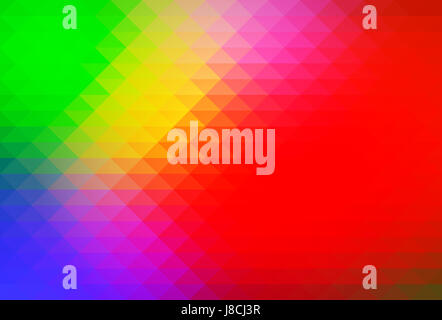 Bleu Vert Orange Rouge Résumé Contexte géométrique avec des rangées de triangles Banque D'Images