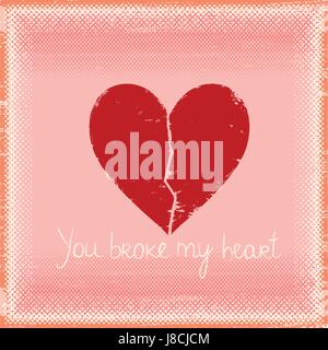 Vintage broken heart vector illustration Illustration de Vecteur